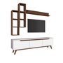 Hanah Home M16 - 804 Mueble de TV Blanco y Nogal con Estantes